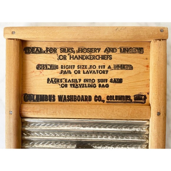 Dubl Handl Washboard Vintage Primitive Decor Columbus Washboard Co 18" x 8.5" - Picture 4 of 12